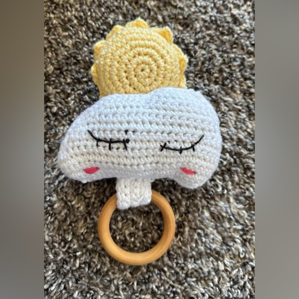 Crochet Cloud and Sun Baby Rattle